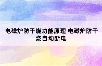 电磁炉防干烧功能原理 电磁炉防干烧自动断电